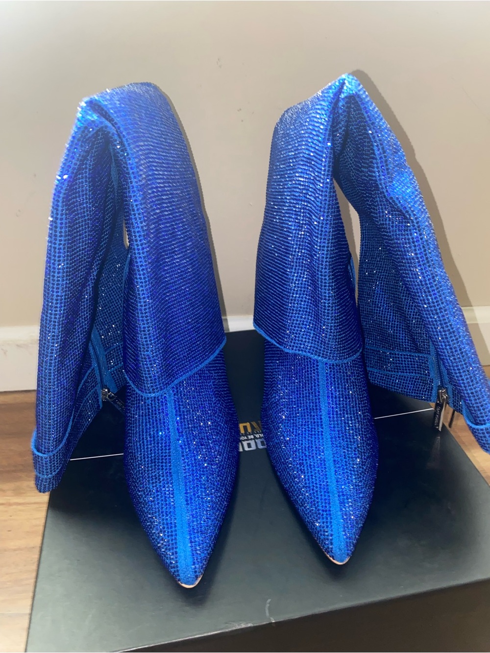 Cape Robbin Sparkling Royal Blue Carrara Wedge Boots - Picture 2 of 4
